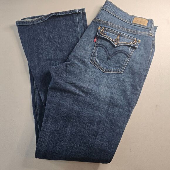 Levi's 515 Jeans Women's 10 Blue Med Wash Bootcut Slight Distress Button Pockets - Picture 9 of 16